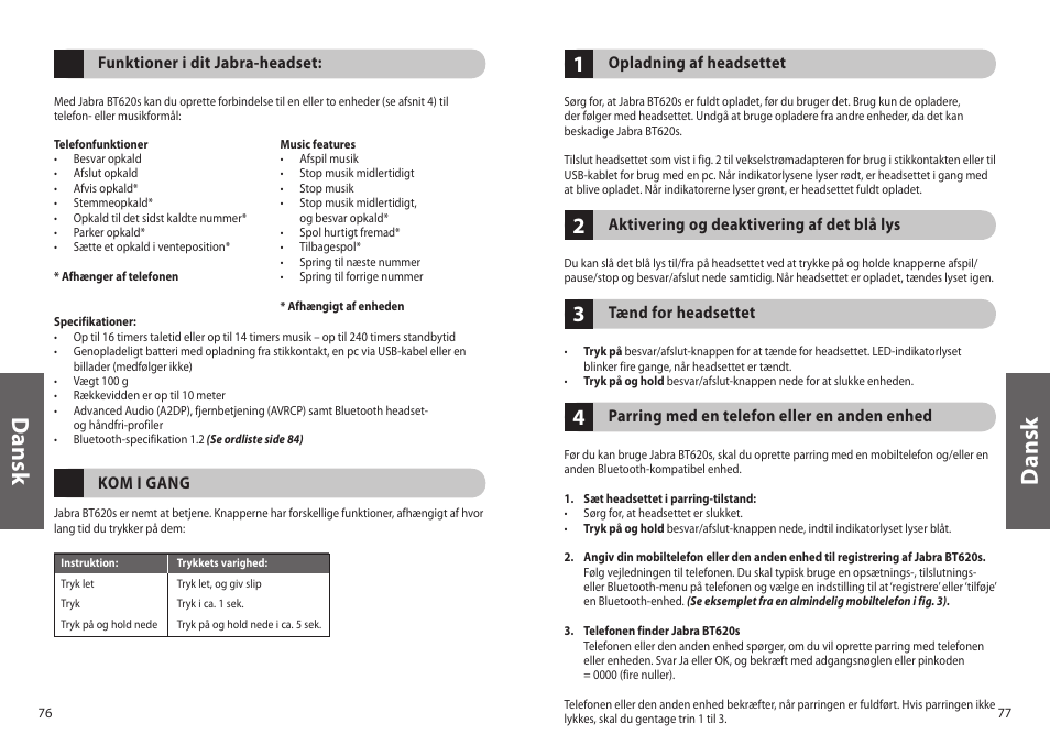 Dan sk | Jabra BT620s User Manual | Page 41 / 75