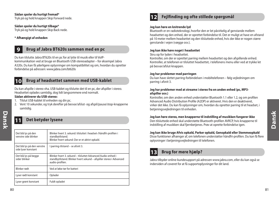 Dan sk | Jabra BT620s User Manual | Page 43 / 75