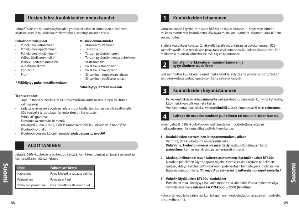 Su o m i | Jabra BT620s User Manual | Page 47 / 75