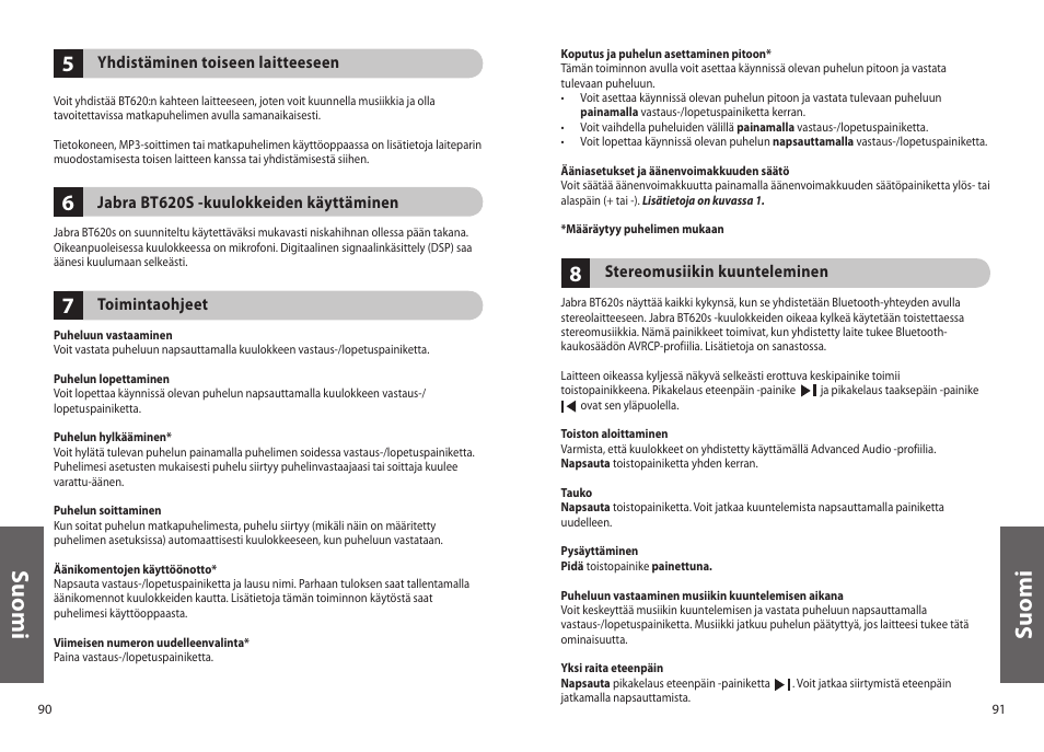 Su o m i | Jabra BT620s User Manual | Page 48 / 75