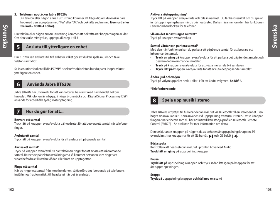 Sv en sk a | Jabra BT620s User Manual | Page 54 / 75