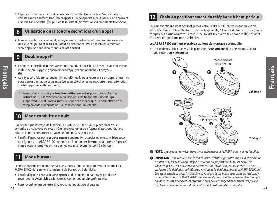 Français f rançais | Jabra SP100 User Manual | Page 12 / 88