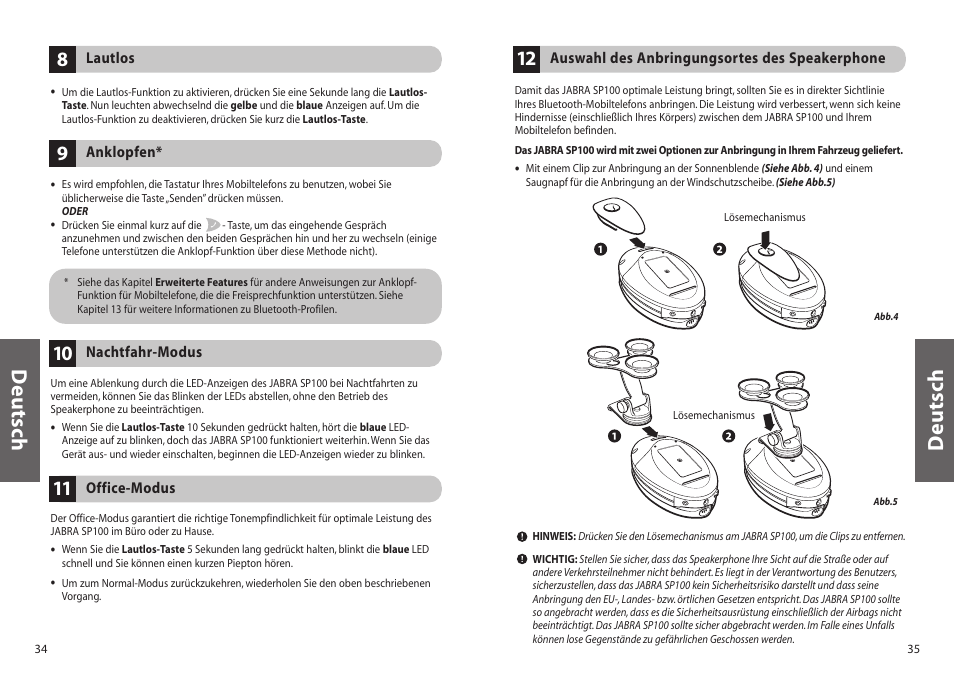 Deutsch | Jabra SP100 User Manual | Page 19 / 88