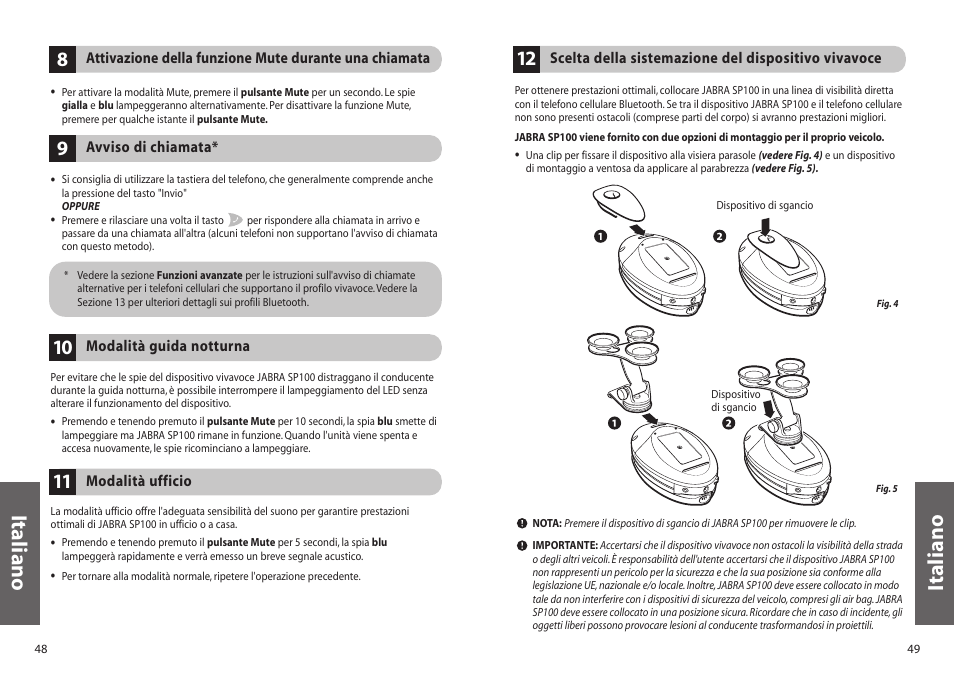 Italiano | Jabra SP100 User Manual | Page 26 / 88