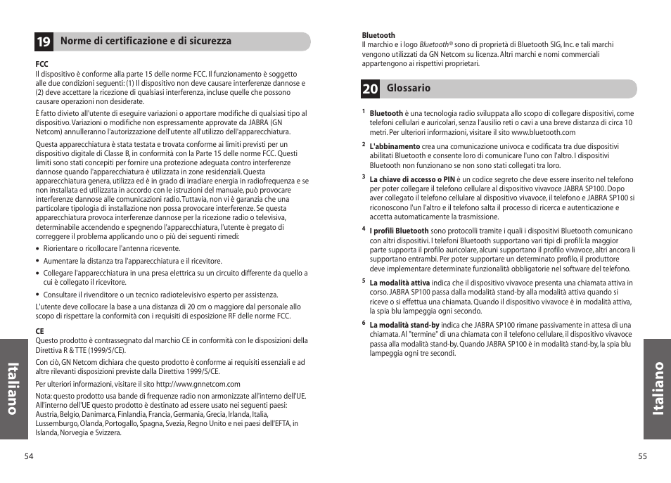 Italiano | Jabra SP100 User Manual | Page 29 / 88