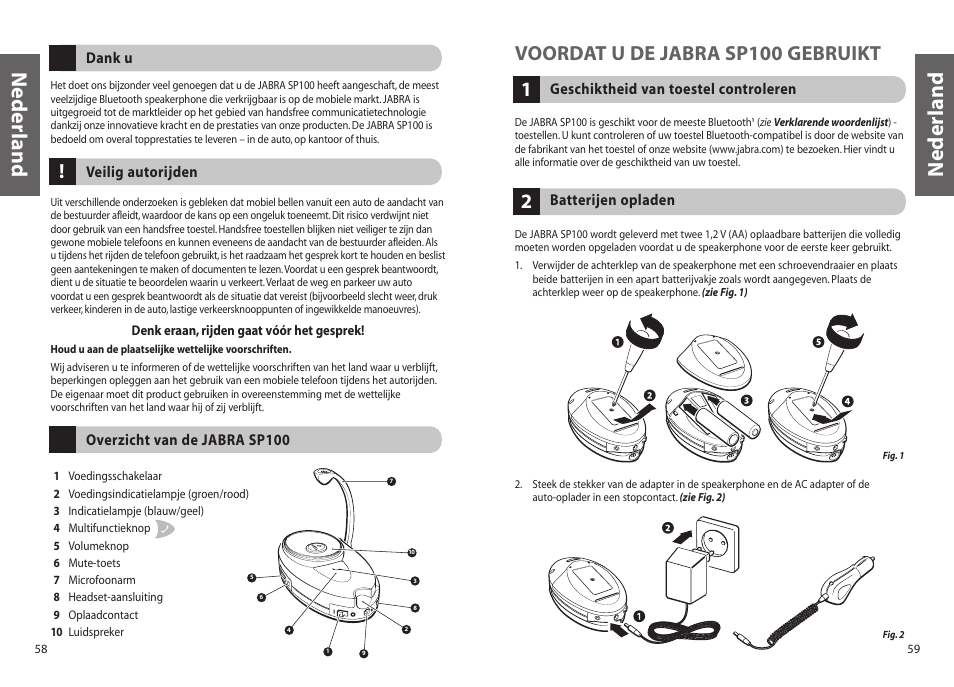 Nederland, 1voordat u de jabra sp100 gebruikt | Jabra SP100 User Manual | Page 31 / 88