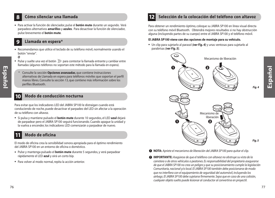 Español | Jabra SP100 User Manual | Page 40 / 88