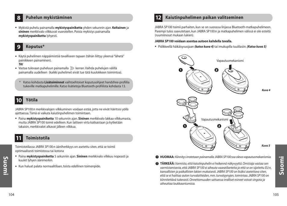 Suomi | Jabra SP100 User Manual | Page 54 / 88