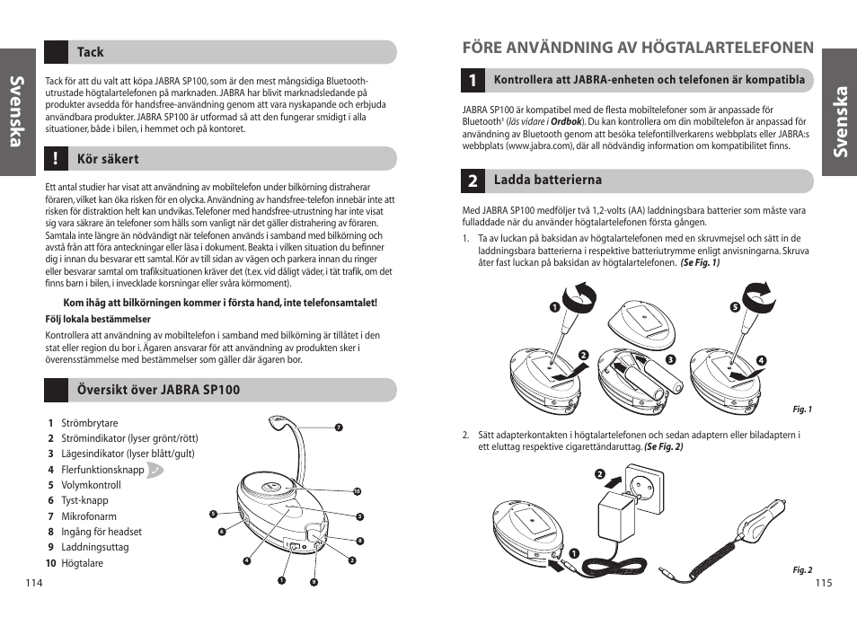 Sv ensk a, Sv enska, Före användning av högtalartelefonen | Jabra SP100 User Manual | Page 59 / 88