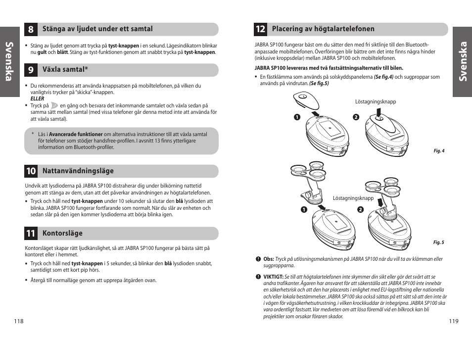 Sv enska | Jabra SP100 User Manual | Page 61 / 88