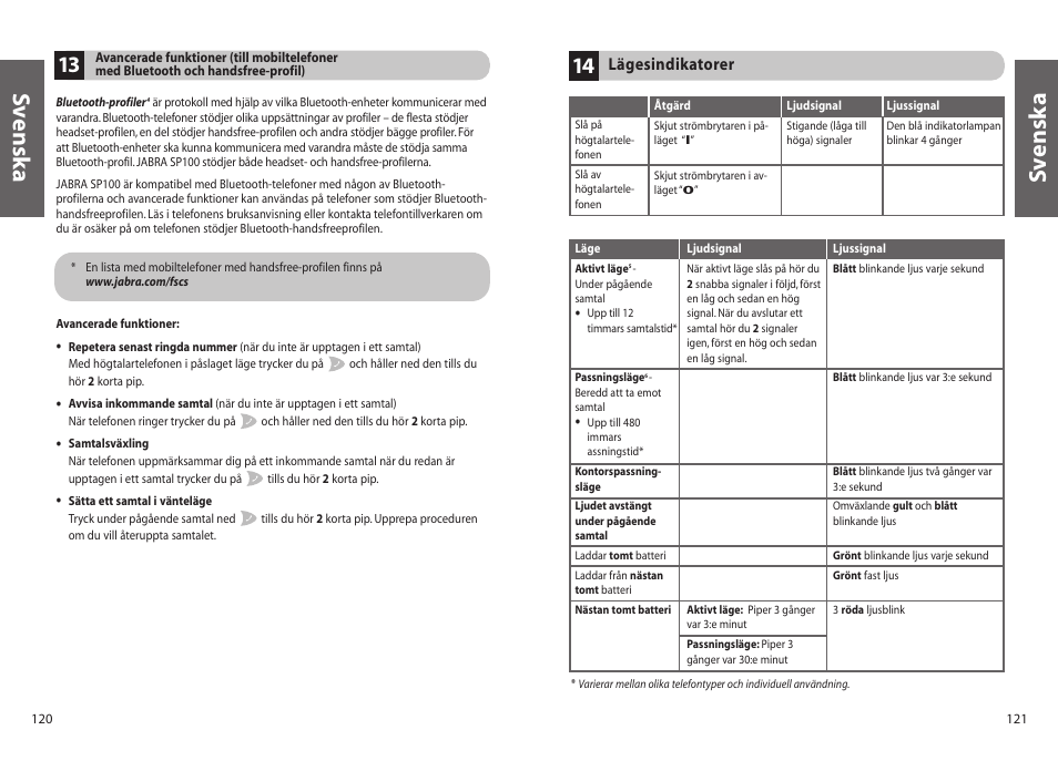 Sv enska | Jabra SP100 User Manual | Page 62 / 88