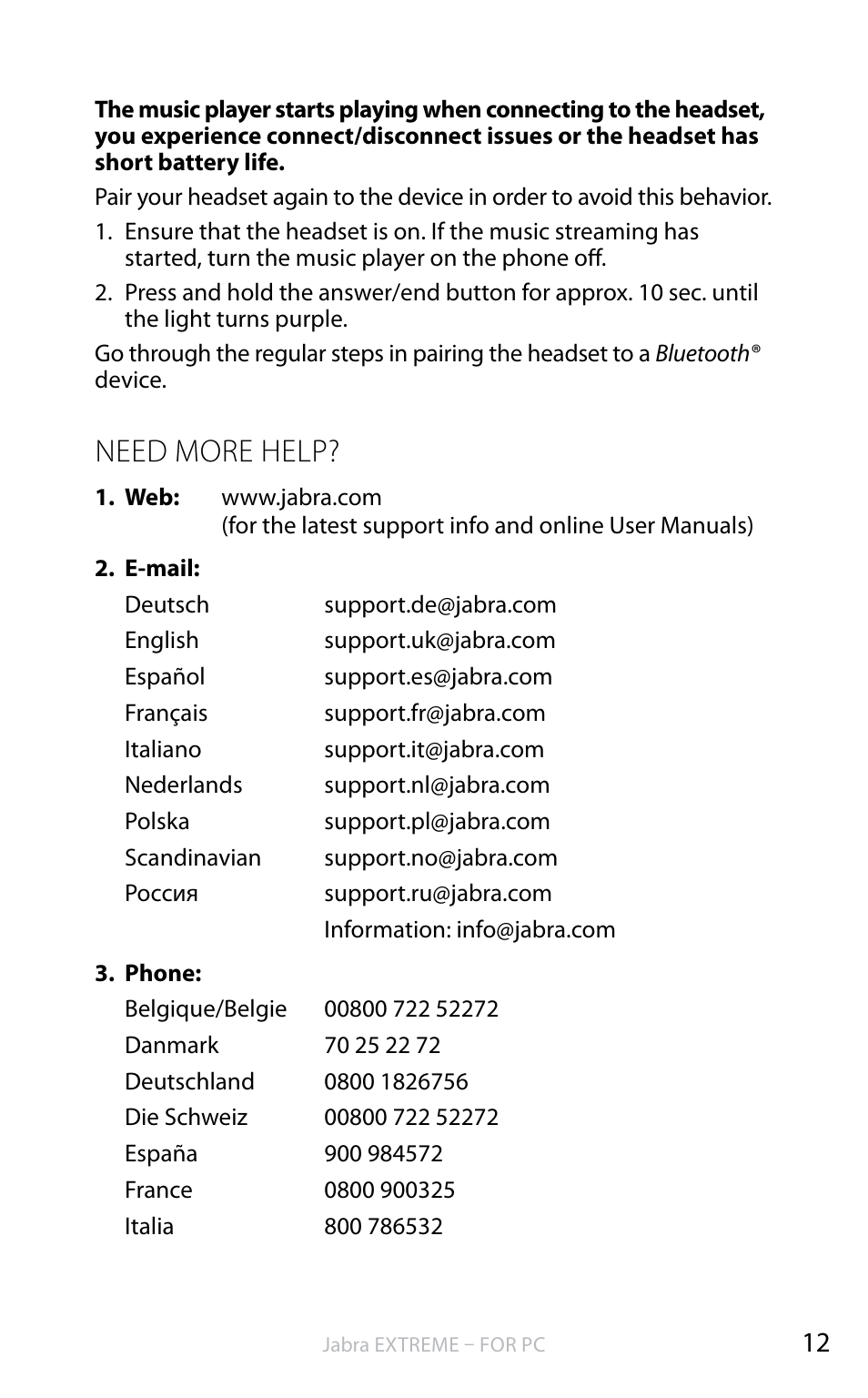 Need more help, En g li sh | Jabra EXTREME FOR PC bT530 User Manual | Page 13 / 16