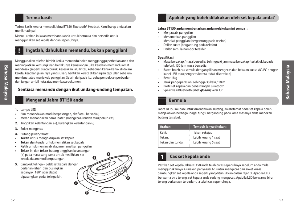 Bahasa mala ysia | Jabra BT150 User Manual | Page 29 / 38