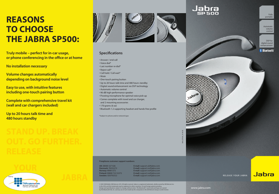 Jabra SP500 User Manual | 2 pages