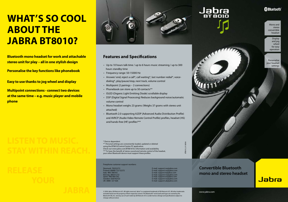 Jabra BT8010 User Manual | 2 pages
