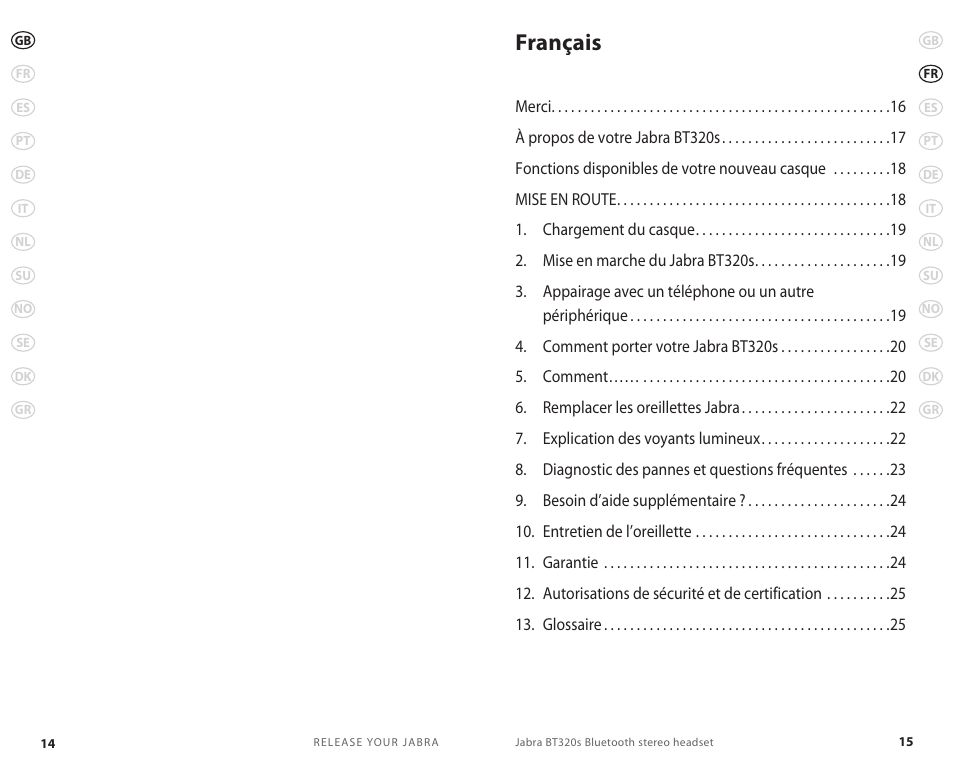 Français | Jabra BT320s User Manual | Page 10 / 76