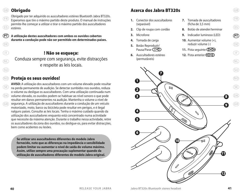 Acerca dos jabra bt320s obrigado | Jabra BT320s User Manual | Page 23 / 76