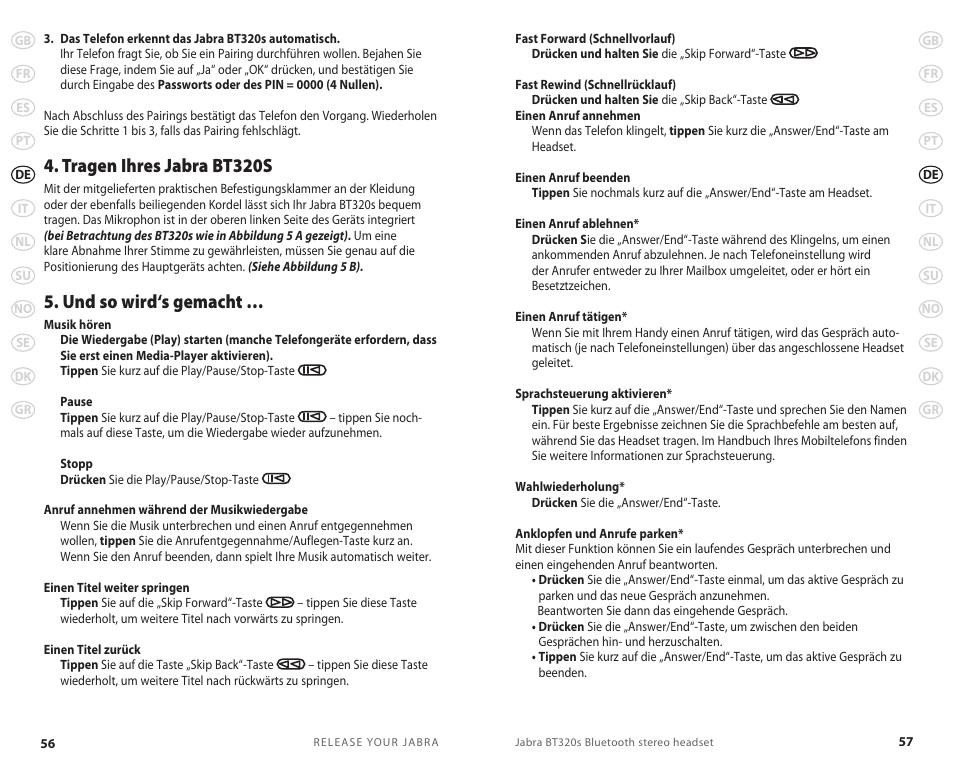 Tragen ihres jabra bt320s, Und so wird‘s gemacht | Jabra BT320s User Manual | Page 31 / 76