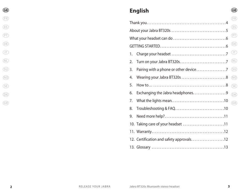 English | Jabra BT320s User Manual | Page 4 / 76