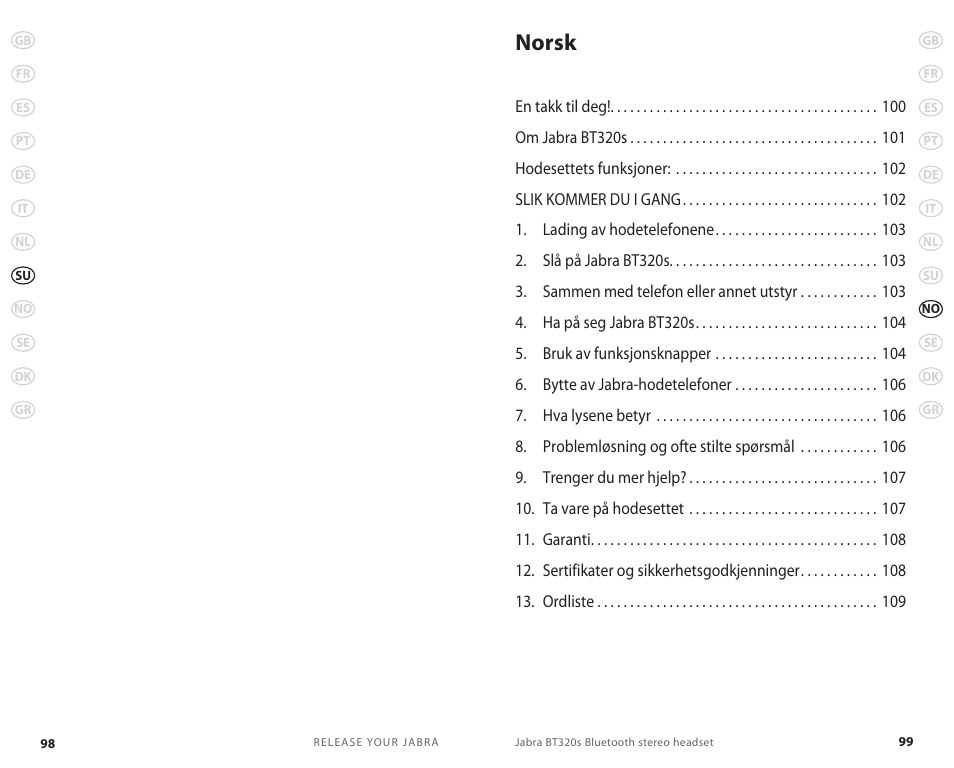 Norsk | Jabra BT320s User Manual | Page 52 / 76