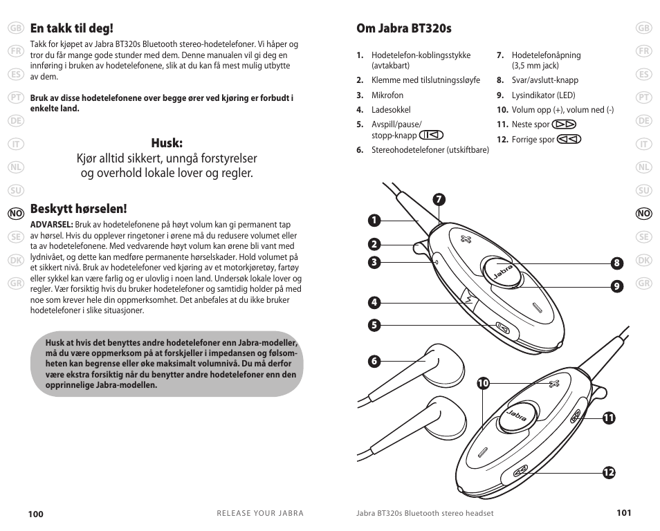 Om jabra bt320s en takk til deg | Jabra BT320s User Manual | Page 53 / 76