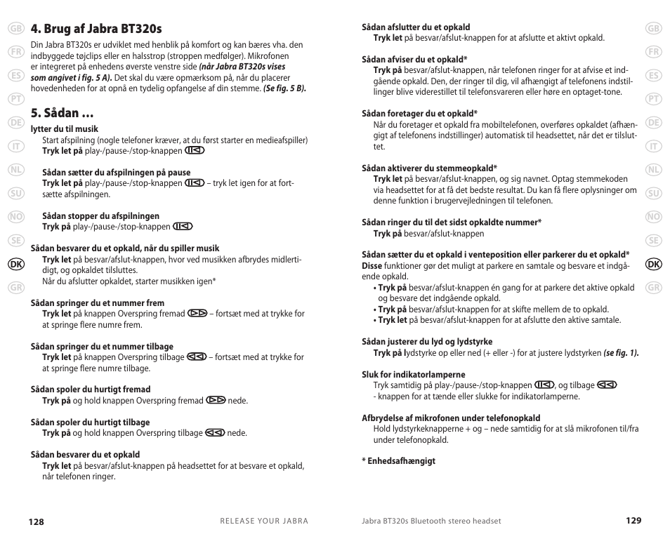 Brug af jabra bt320s, Sådan | Jabra BT320s User Manual | Page 67 / 76