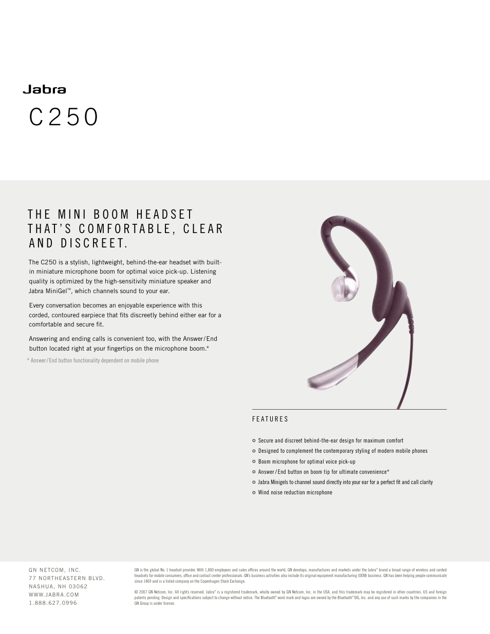 C 2 5 0 | Jabra C250 User Manual | Page 2 / 2
