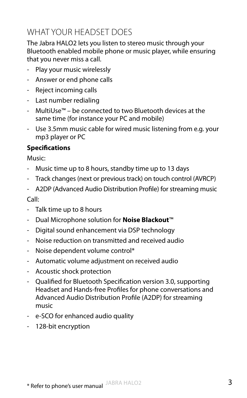 What your headset does, En g li sh | Jabra HALO2 User Manual | Page 4 / 13