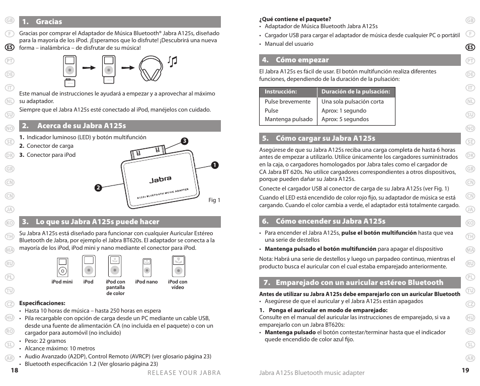 Jabra A125s User Manual | Page 12 / 106