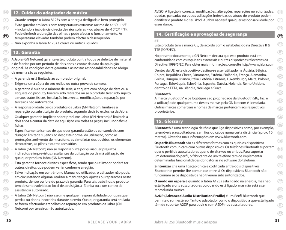 Jabra A125s User Manual | Page 18 / 106