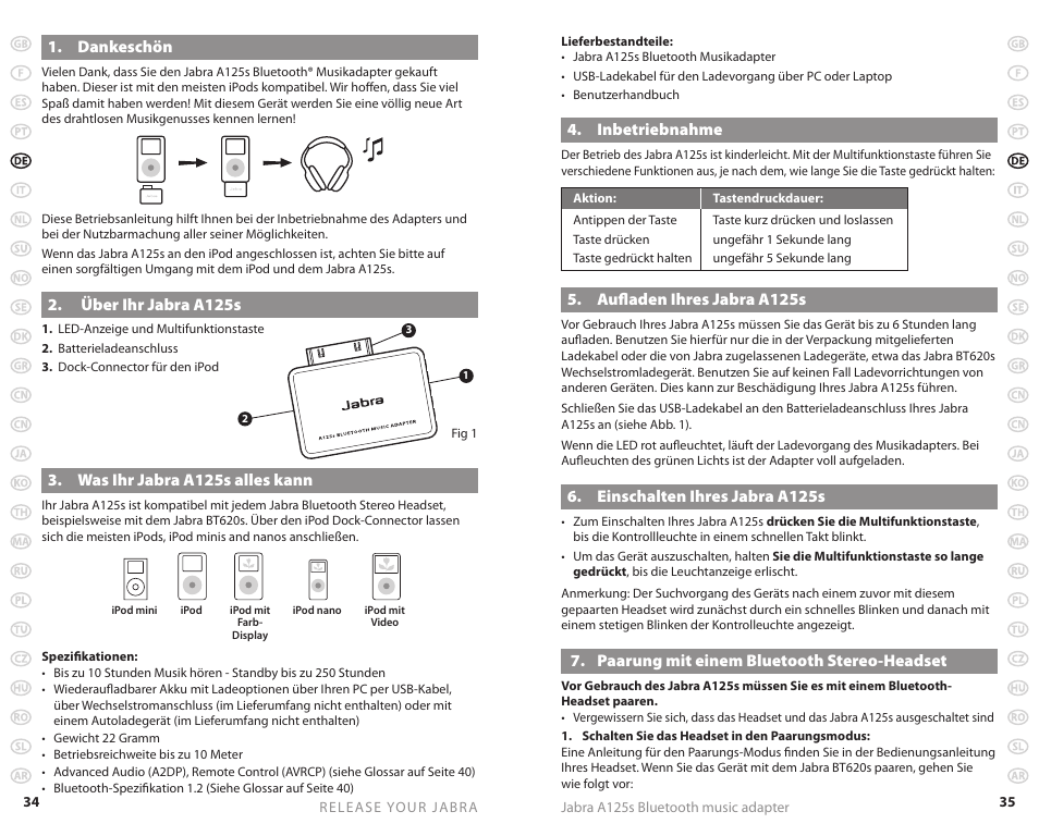 Jabra A125s User Manual | Page 20 / 106