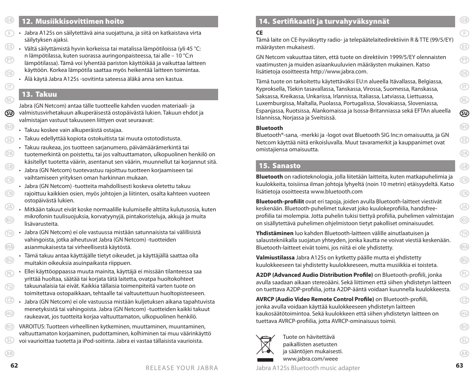 Jabra A125s User Manual | Page 34 / 106