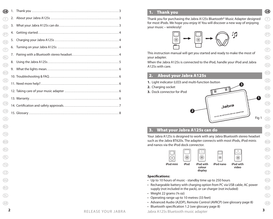 Jabra A125s User Manual | Page 4 / 106