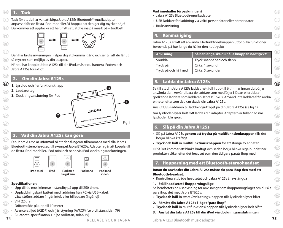 Jabra A125s User Manual | Page 40 / 106