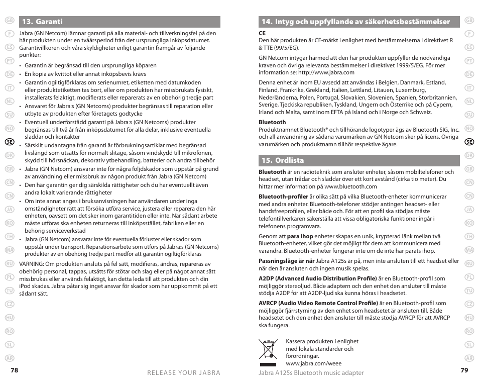 Jabra A125s User Manual | Page 42 / 106