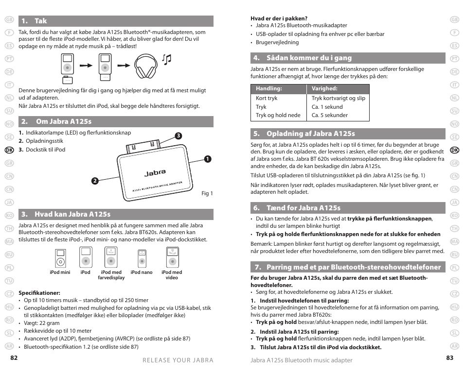 Jabra A125s User Manual | Page 44 / 106