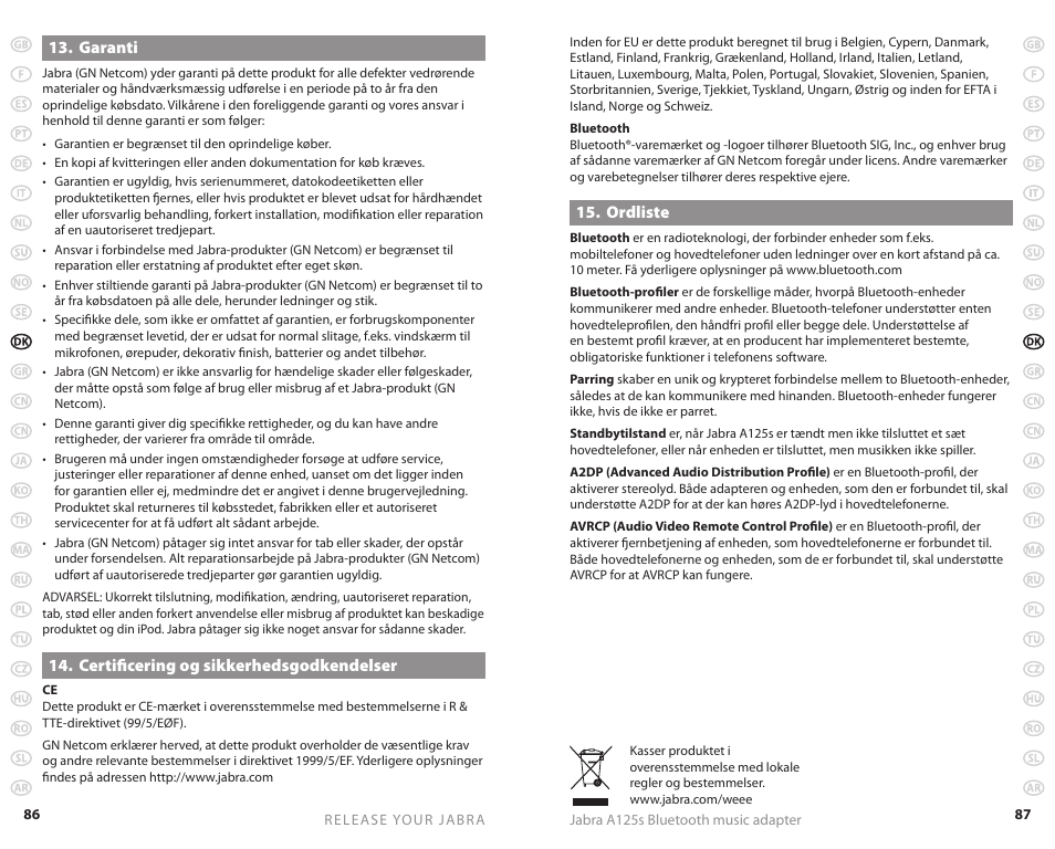Jabra A125s User Manual | Page 46 / 106