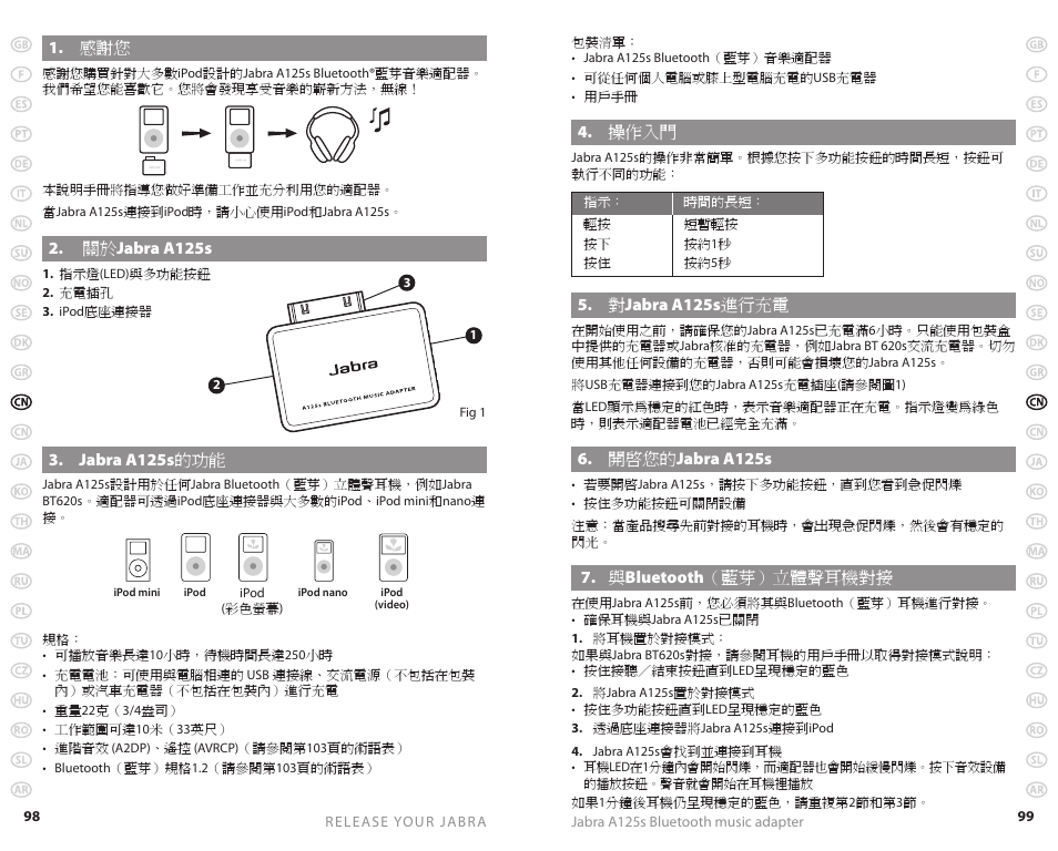 Jabra A125s User Manual | Page 52 / 106