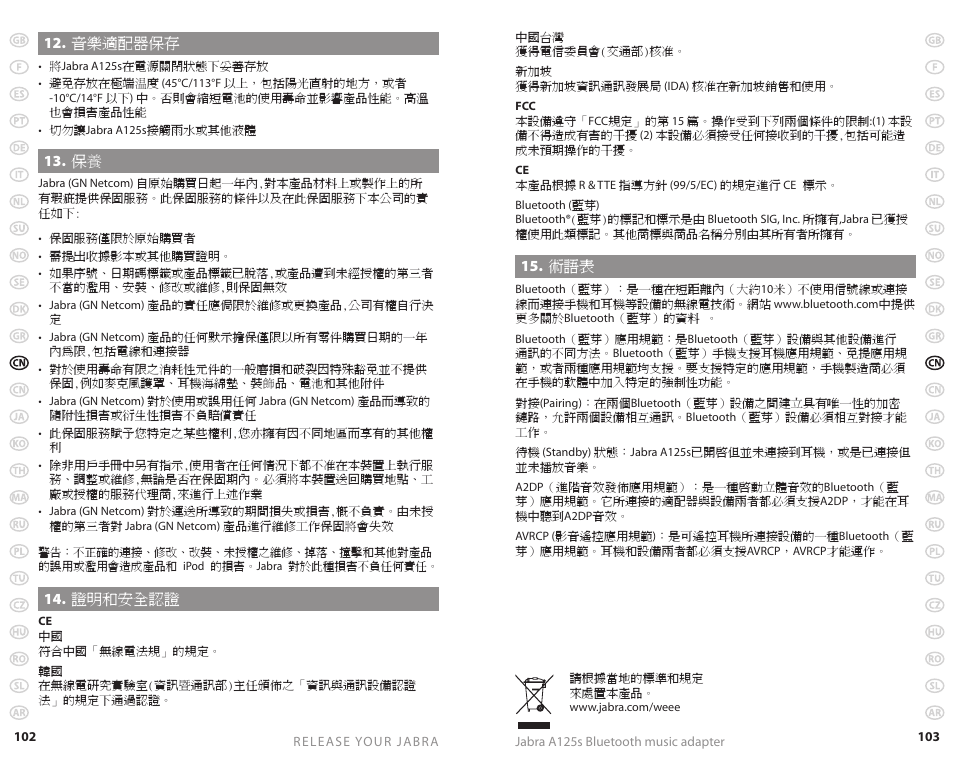 Jabra A125s User Manual | Page 54 / 106