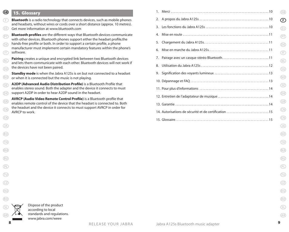 Jabra A125s User Manual | Page 7 / 106