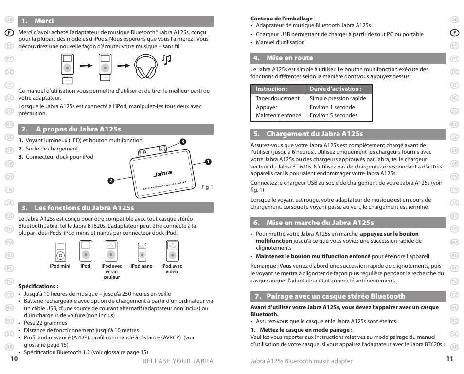 Jabra A125s User Manual | Page 8 / 106