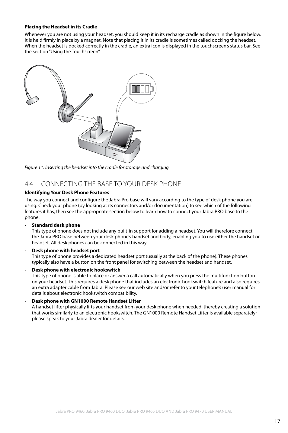 4 connecting the base to your desk phone, En g li sh | Jabra PRO 9460 User Manual | Page 17 / 80
