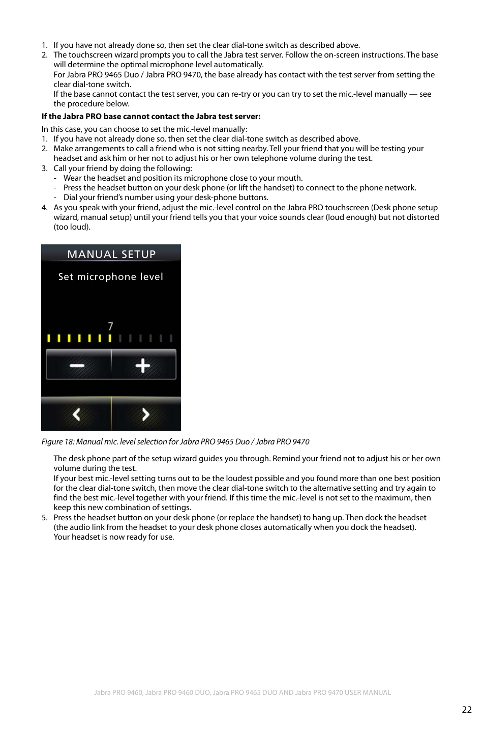 En g li sh, Manual setup | Jabra PRO 9460 User Manual | Page 22 / 80