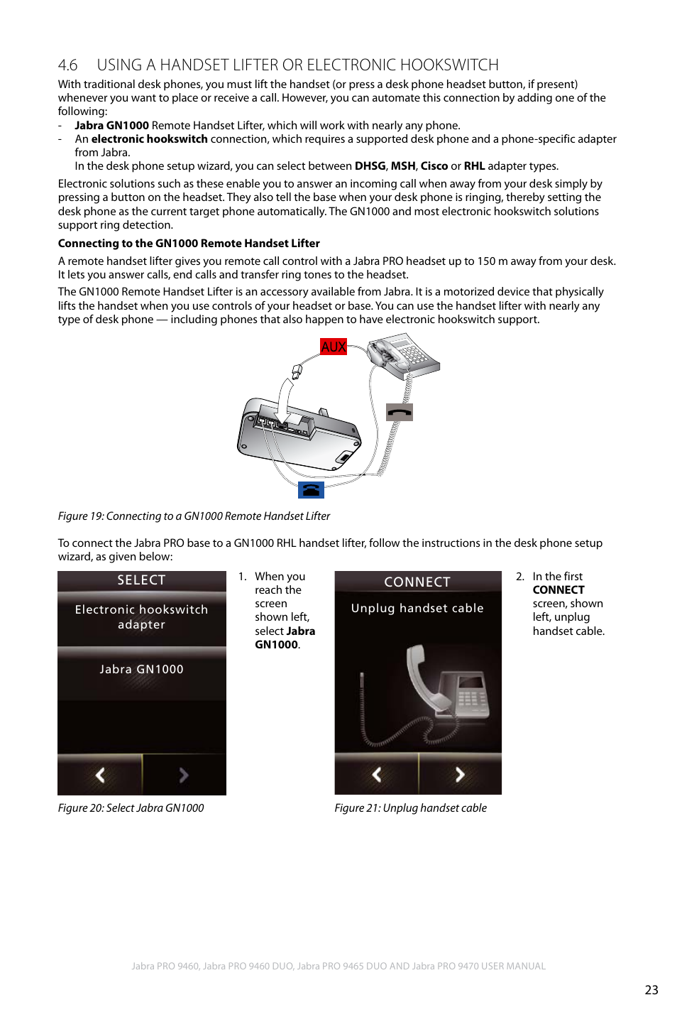 6 using a handset lifter or electronic hookswitch, En g li sh | Jabra PRO 9460 User Manual | Page 23 / 80