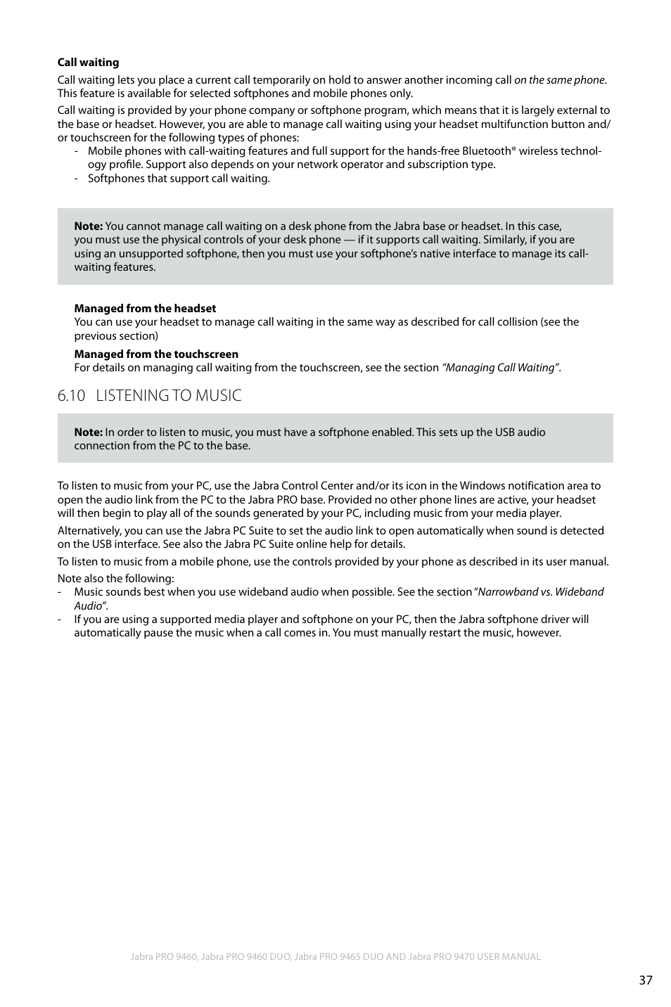10 listening to music, En g li sh | Jabra PRO 9460 User Manual | Page 37 / 80
