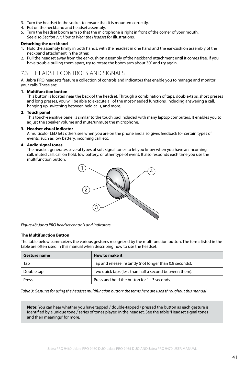 3 headset controls and signals, En g li sh | Jabra PRO 9460 User Manual | Page 41 / 80