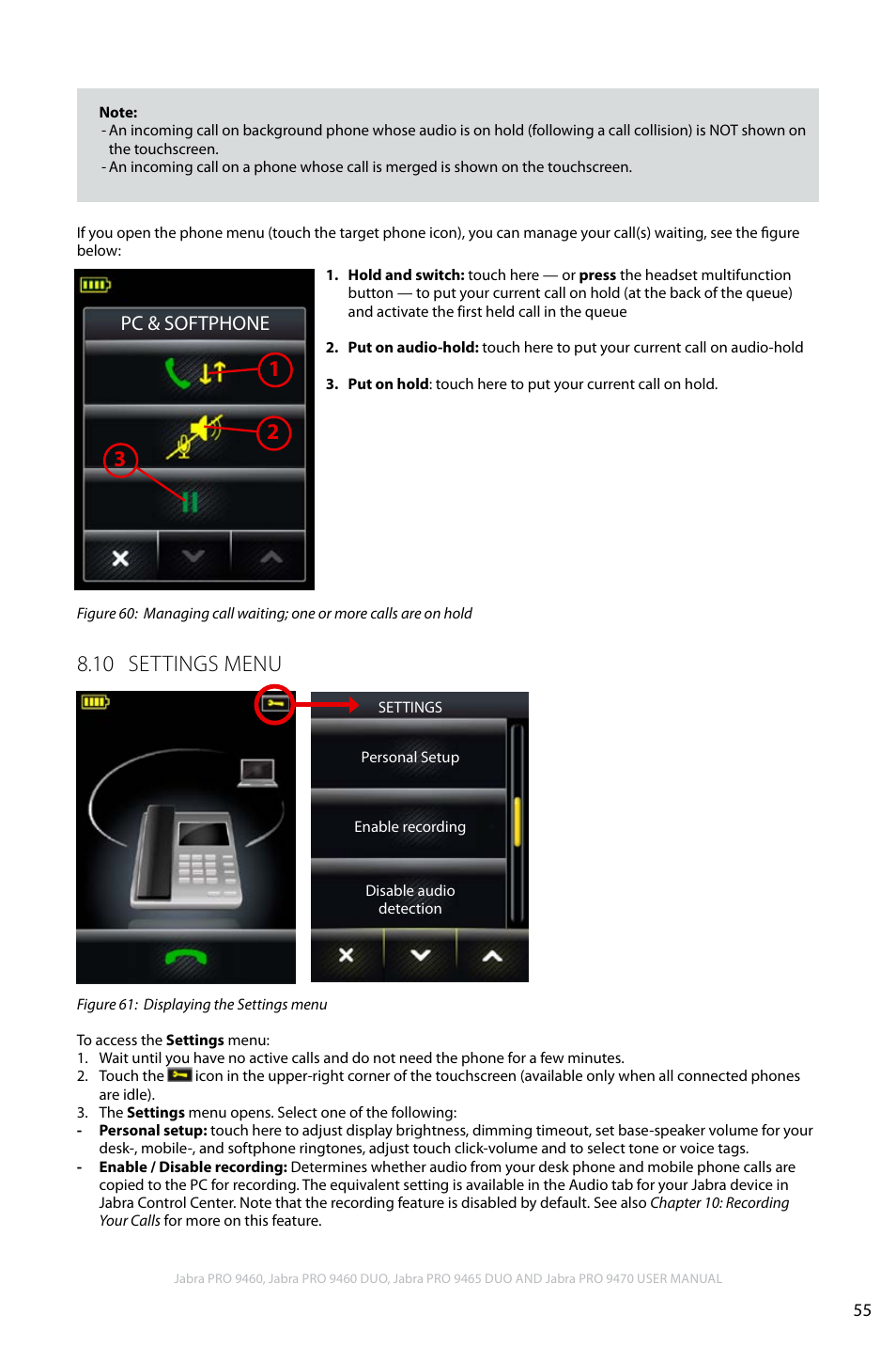 10 settings menu, En g li sh | Jabra PRO 9460 User Manual | Page 55 / 80