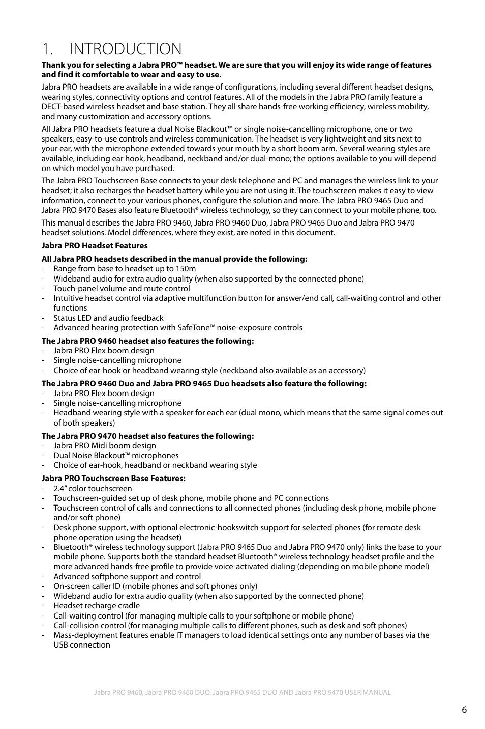 Introduction, En g li sh | Jabra PRO 9460 User Manual | Page 6 / 80