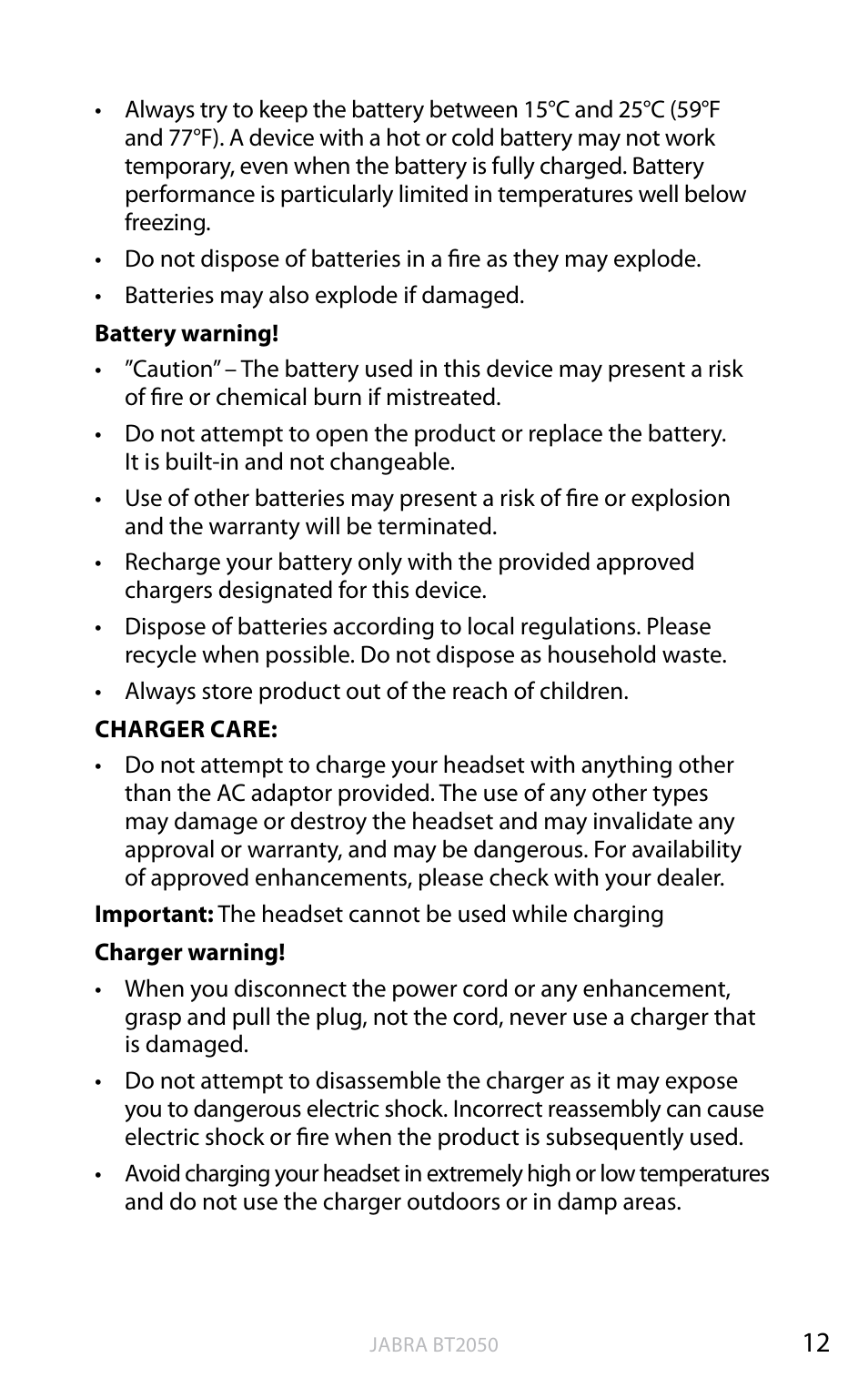 En g li sh | Jabra BT2050 User Manual | Page 13 / 18