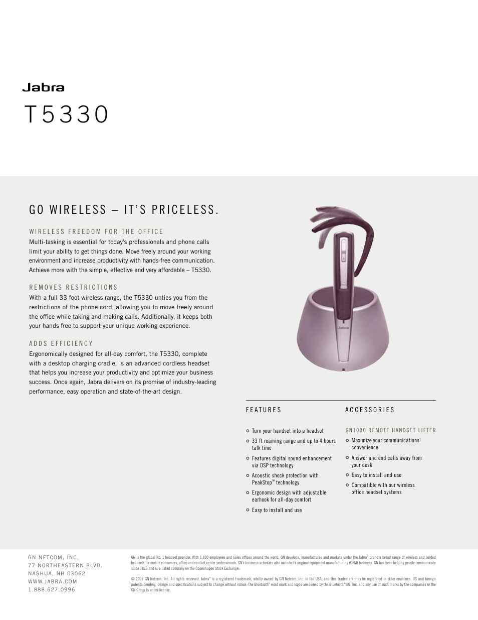 T 5 3 3 0 | Jabra T5330bs User Manual | Page 2 / 2